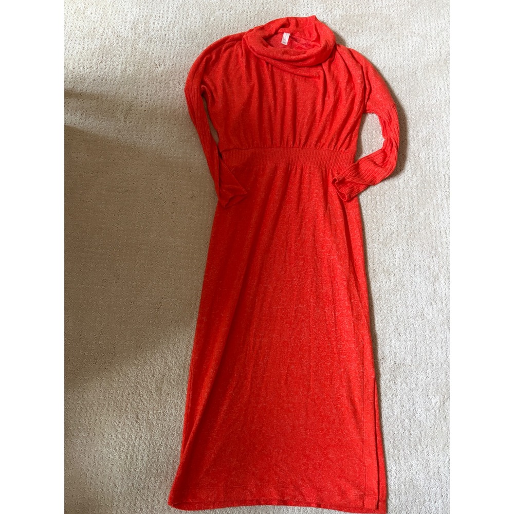 Daily Practice Anthropologie Orange Marl Cowl Neck‎ Smocked Waist Maxi Dress XS